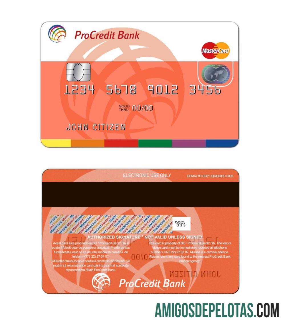 Moldova ProCredit Bank MasterCard 1 real example